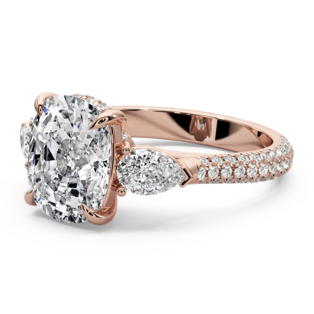 Cushion Cut 6.20 CT Lab Diamond Ring | 14K Gold | IGI Certified