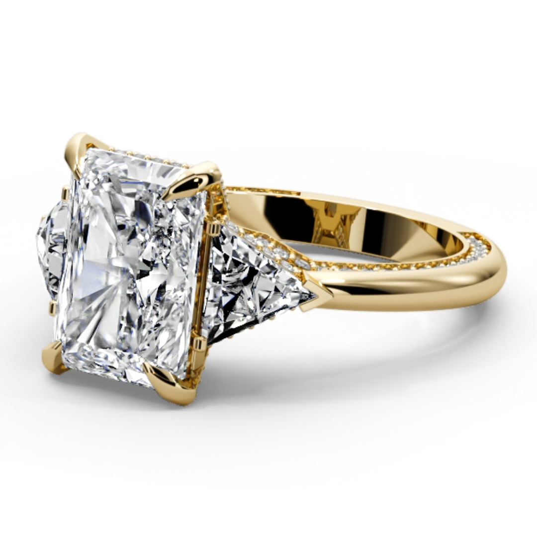 Radiant Cut 7.15 CT Lab Diamond Ring | 14K Gold | IGI Certified