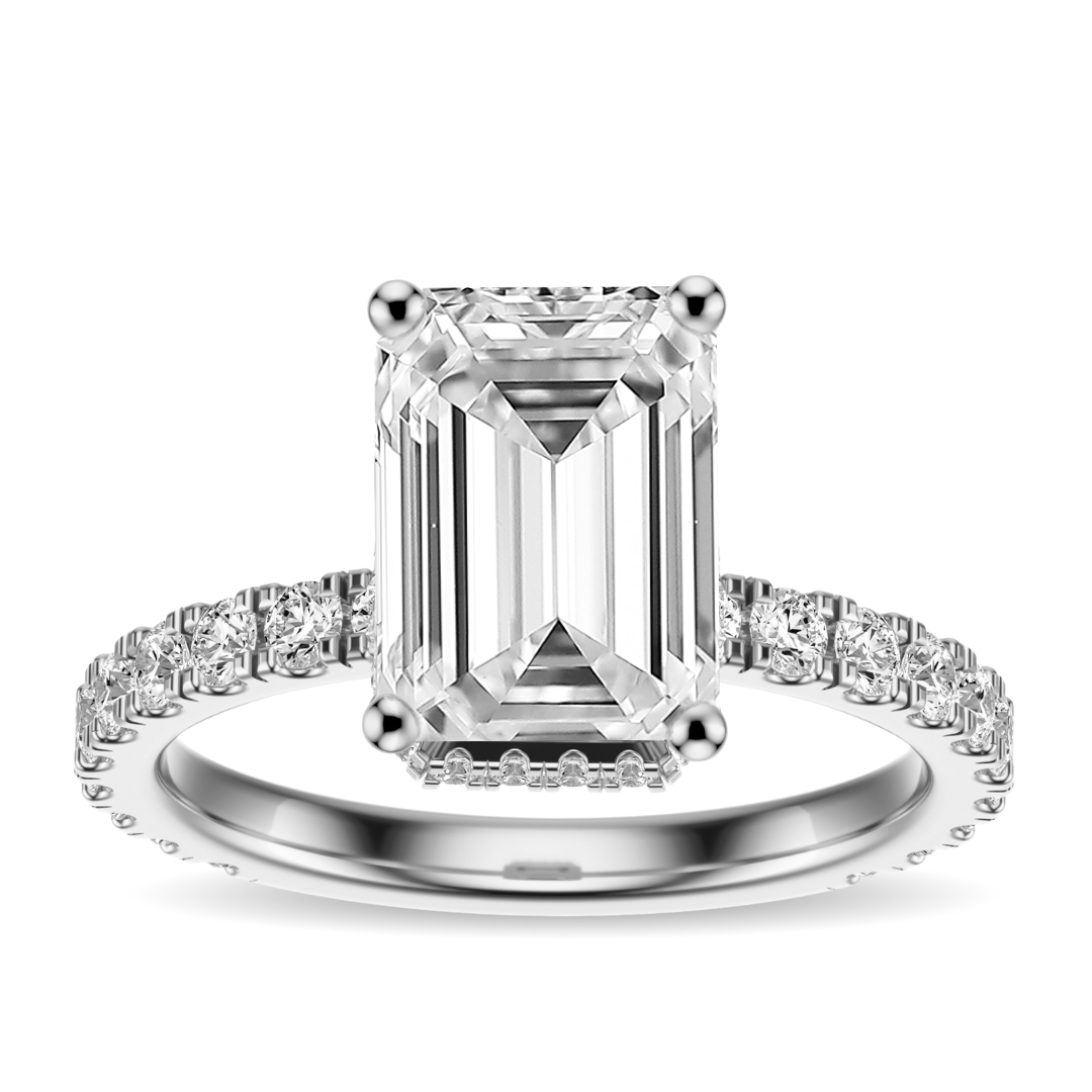 Emerald Cut 2.80 CT F VS2 Lab Grown Diamond Ring in Gold (IGI)