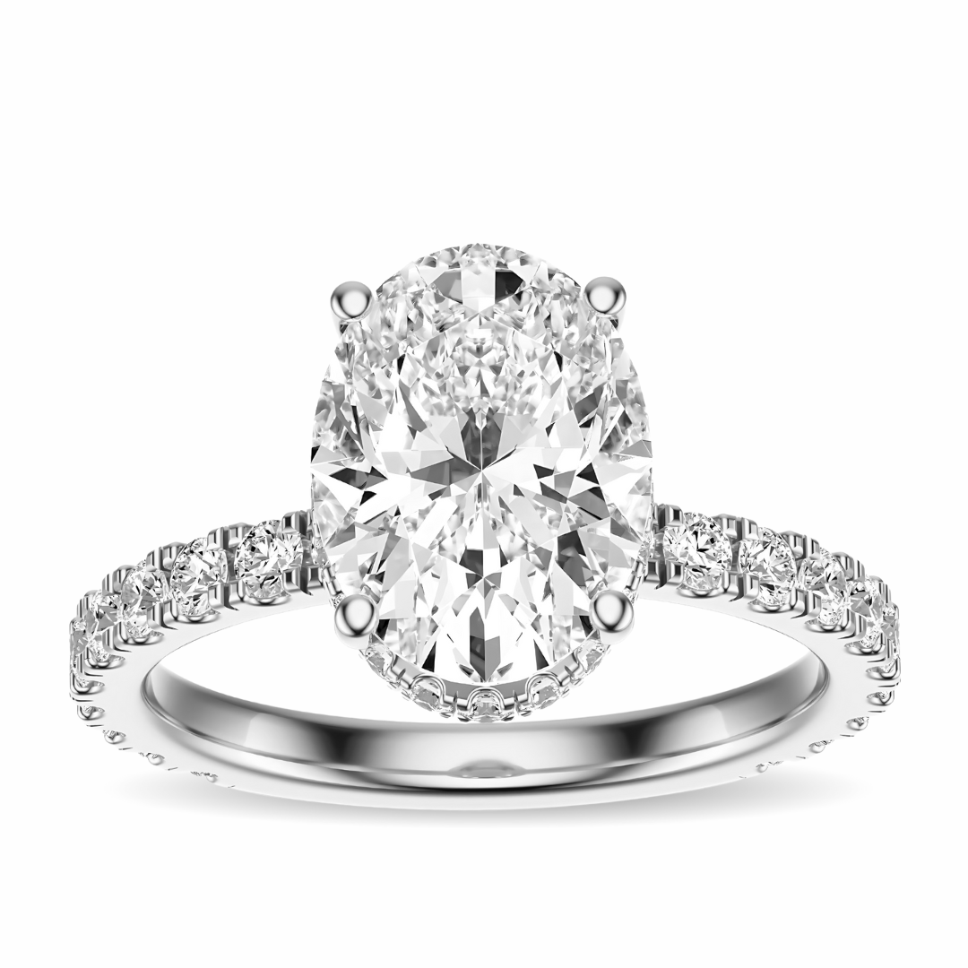Oval Cut 2.80 CT F VS2 Lab Grown Diamond Ring in Gold (IGI)