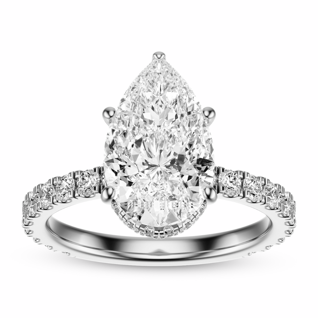 Pear Cut 2.80 CT F VS2 Lab Grown Diamond Ring in Gold (IGI)