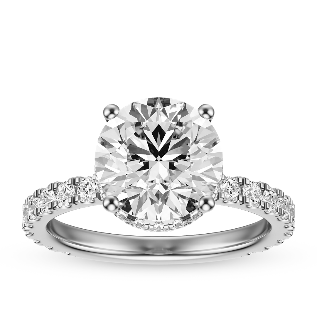 Round Cut 2.80 CT F VS2 Lab Grown Diamond Ring in Gold (IGI)