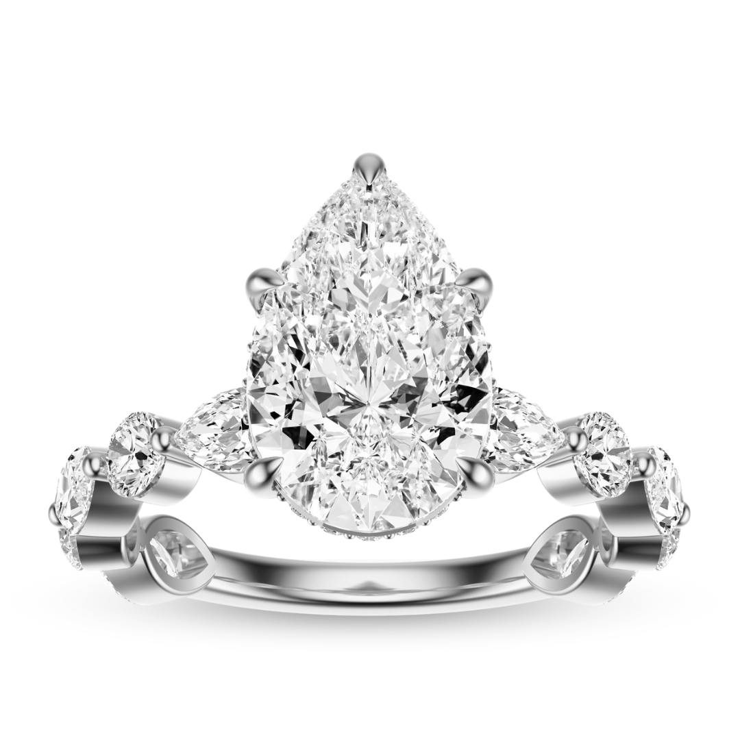 Pear Cut 3.10 CT F VS2 Lab Grown Diamond Ring in Gold (IGI)