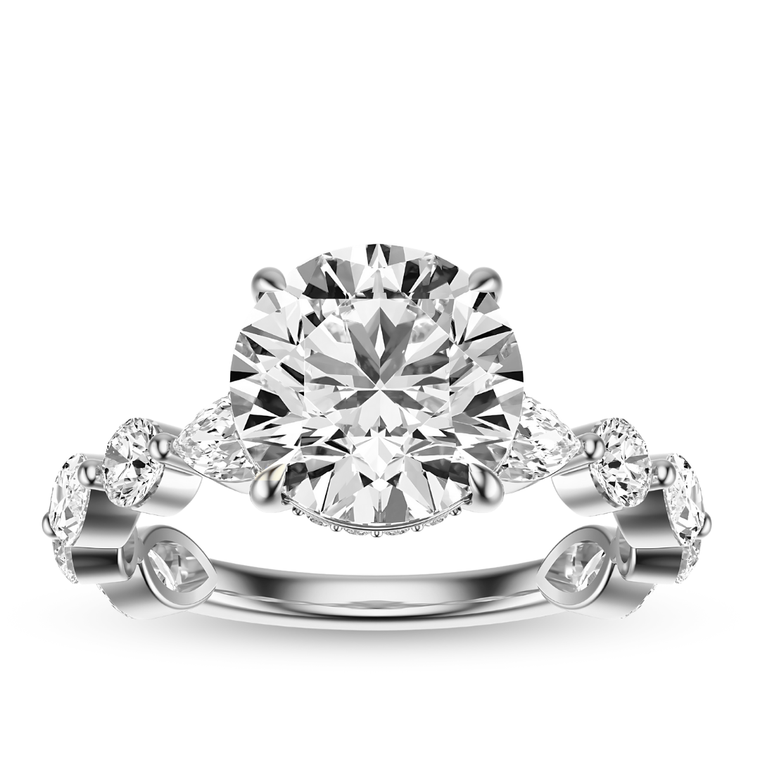 Round Cut 3.10 CT F VS2 Lab Grown Diamond Ring in Gold (IGI)