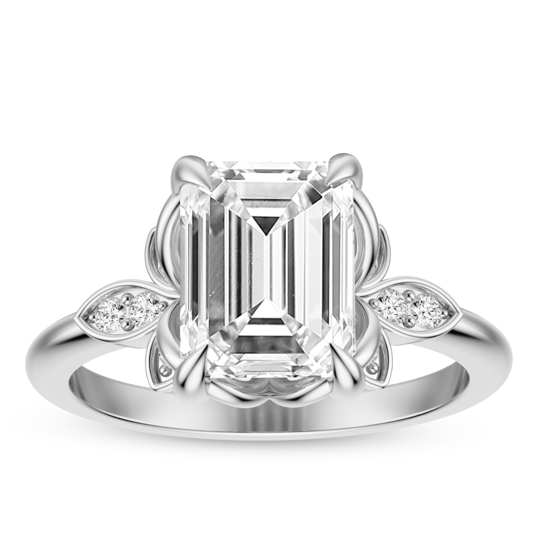 Emerald Cut 2.10 CT F VS2 Lab Grown Diamond Ring in Gold (IGI)