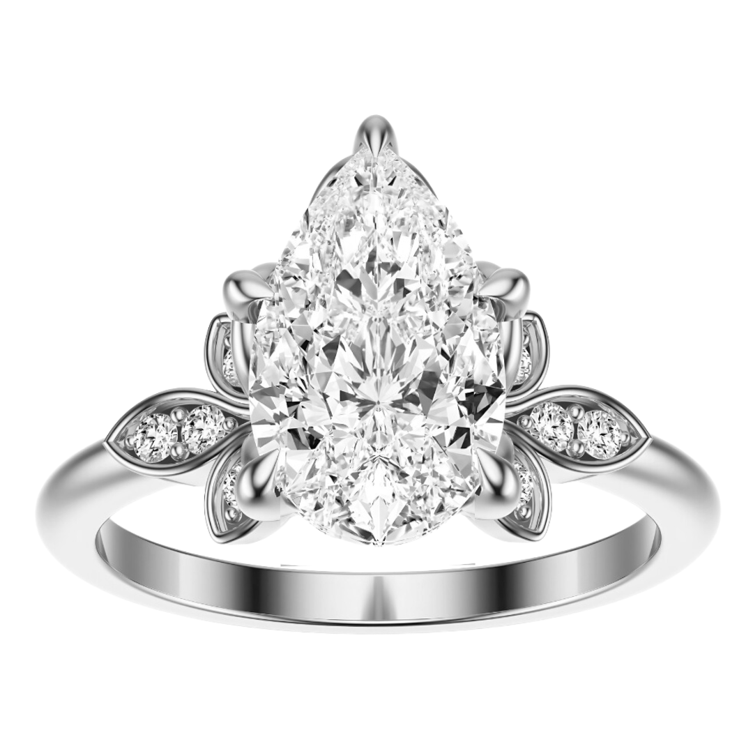 Pear Cut 2.10 CT F VS2 Lab Grown Diamond Ring in Gold (IGI)