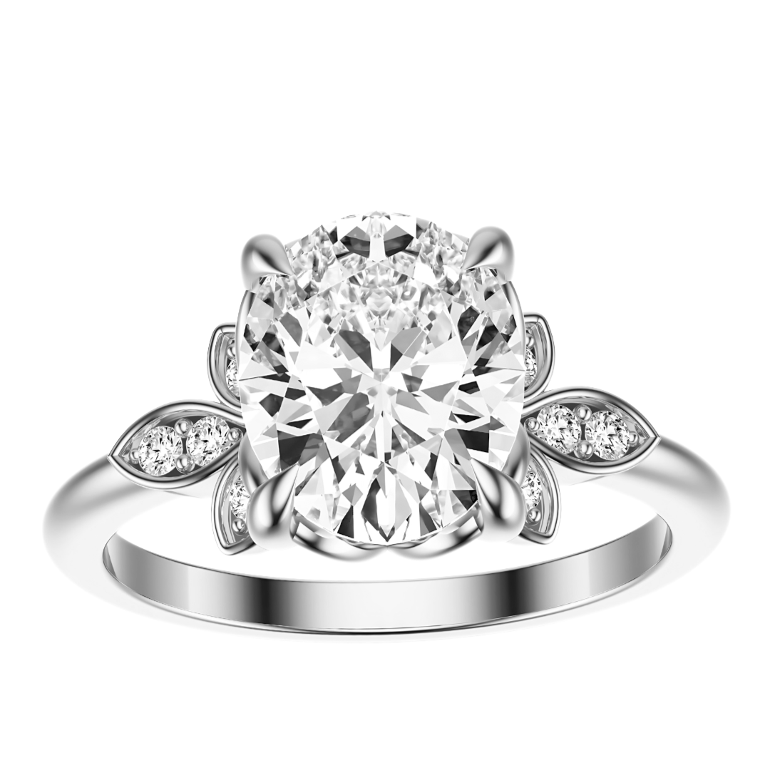 Oval Cut 2.10 CT F VS2 Lab Grown Diamond Ring in Gold (IGI)