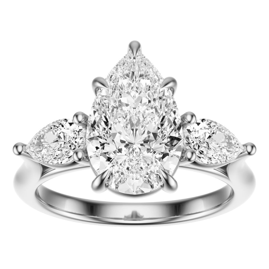 Pear Cut 2.50 CT F VS2 Lab Grown Diamond Ring in Gold (IGI)