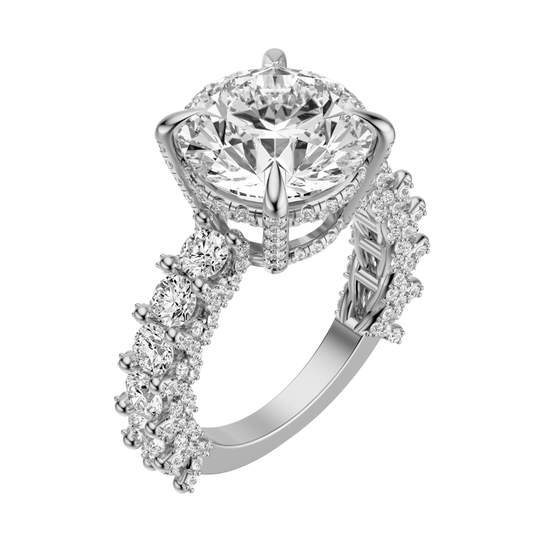 Round Cut 6.00 CT F VS2 Lab Grown Diamond Ring in Gold (IGI)