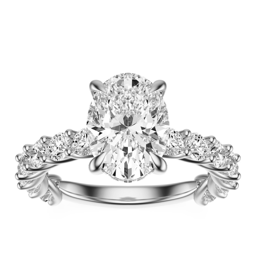 Oval Cut 3.00 CT F VS2 Lab Grown Diamond Ring in Gold (IGI)