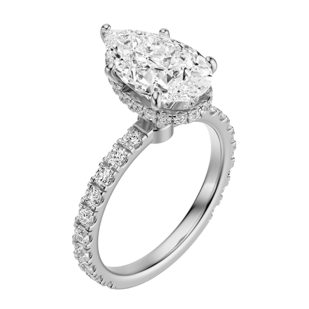 Pear Cut 2.80 CT F VS2 Lab Grown Diamond Ring in Gold (IGI)