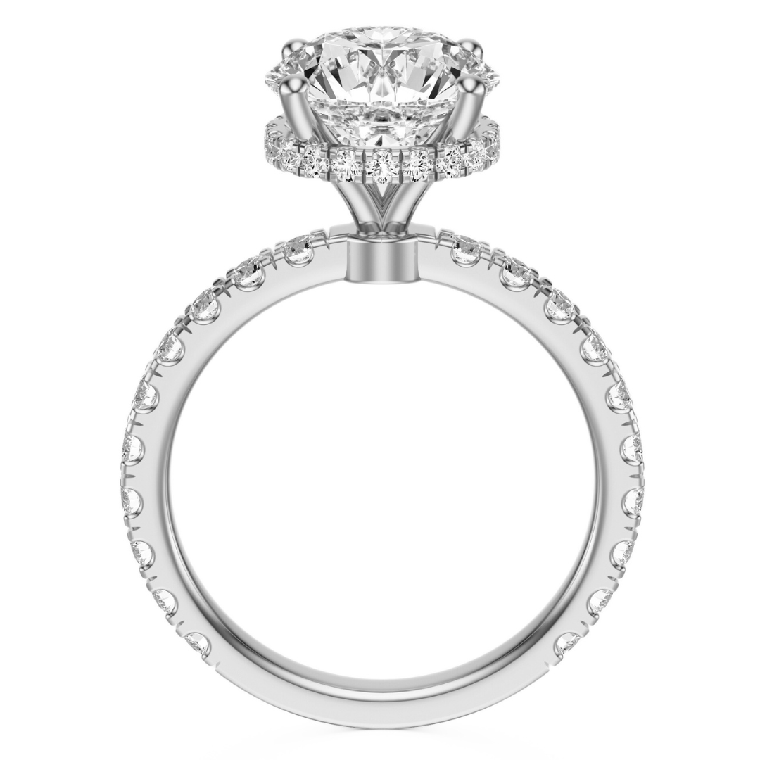 Round Cut 2.80 CT F VS2 Lab Grown Diamond Ring in Gold (IGI)