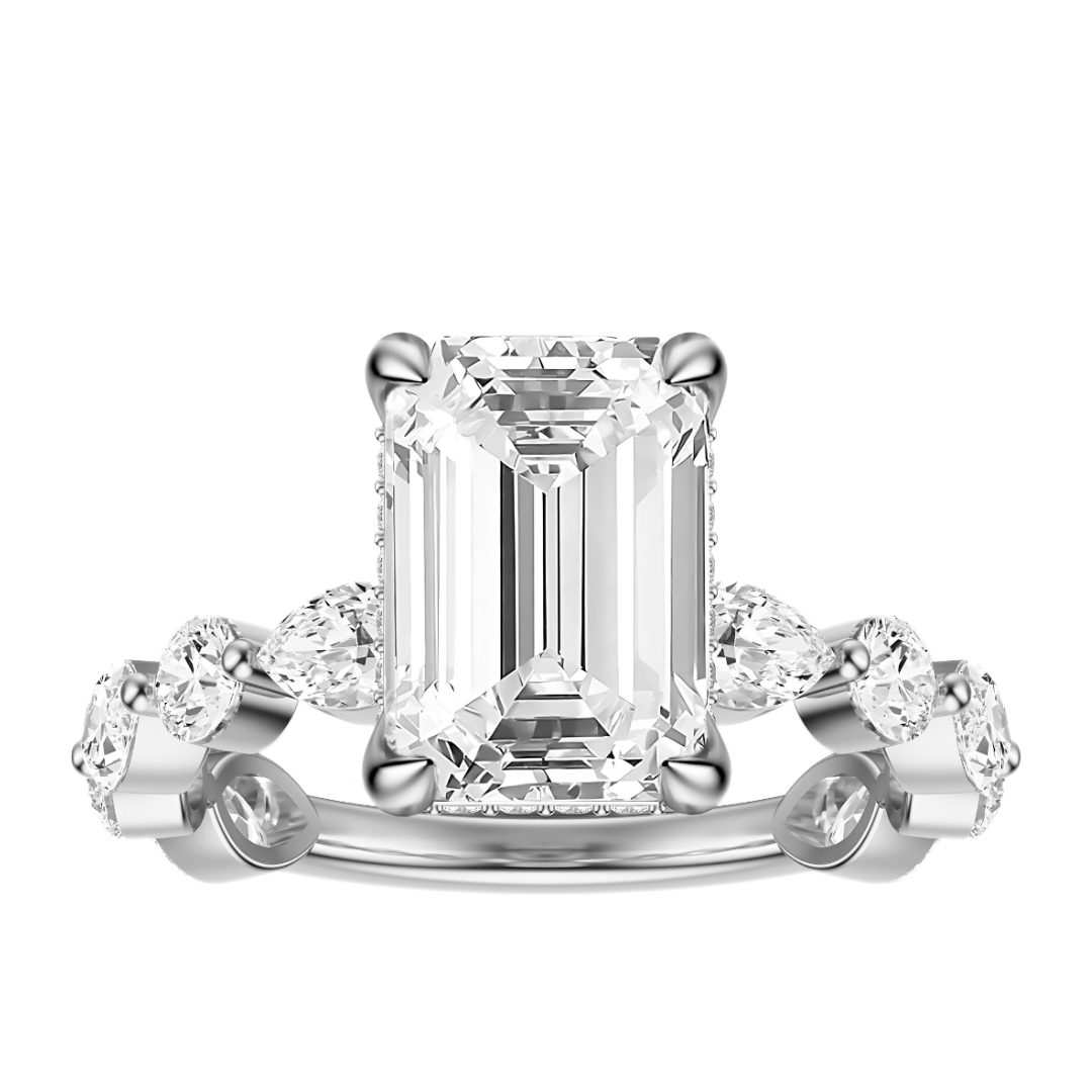 Emerald Cut 3.10 CT F VS2 Lab Grown Diamond Ring in Gold (IGI)