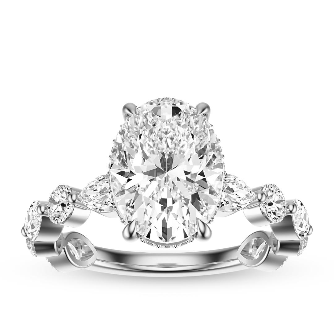 Oval Cut 3.10 CT F VS2 Lab Grown Diamond Ring in Gold (IGI)