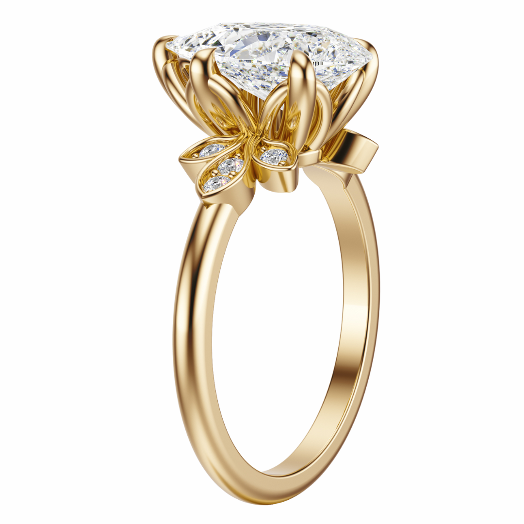 Pear Cut 2.10 CT F VS2 Lab Grown Diamond Ring in Gold (IGI)