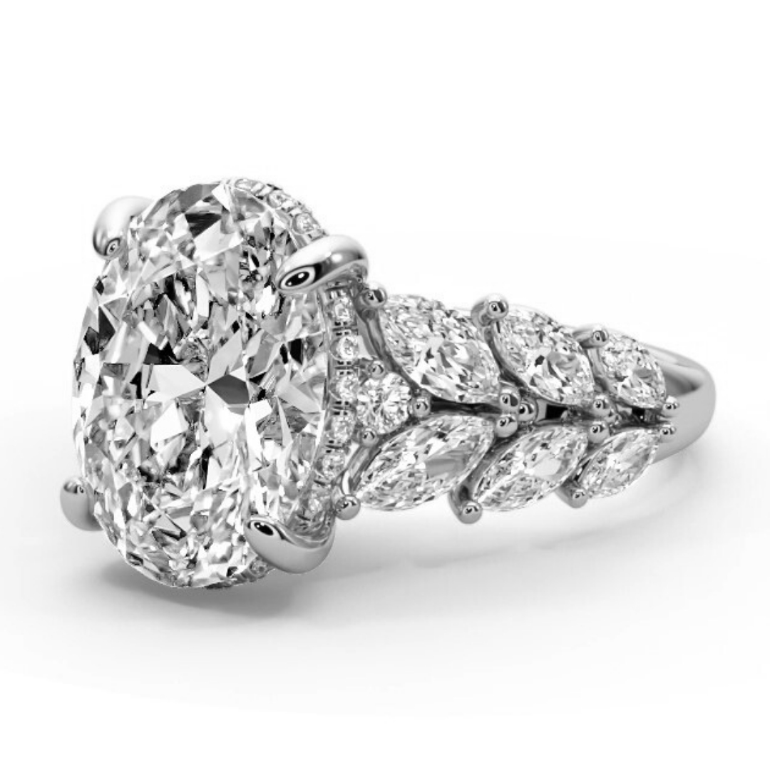 Oval Cut 7.00 CT Lab Diamond Ring | 14K Gold | IGI Certified