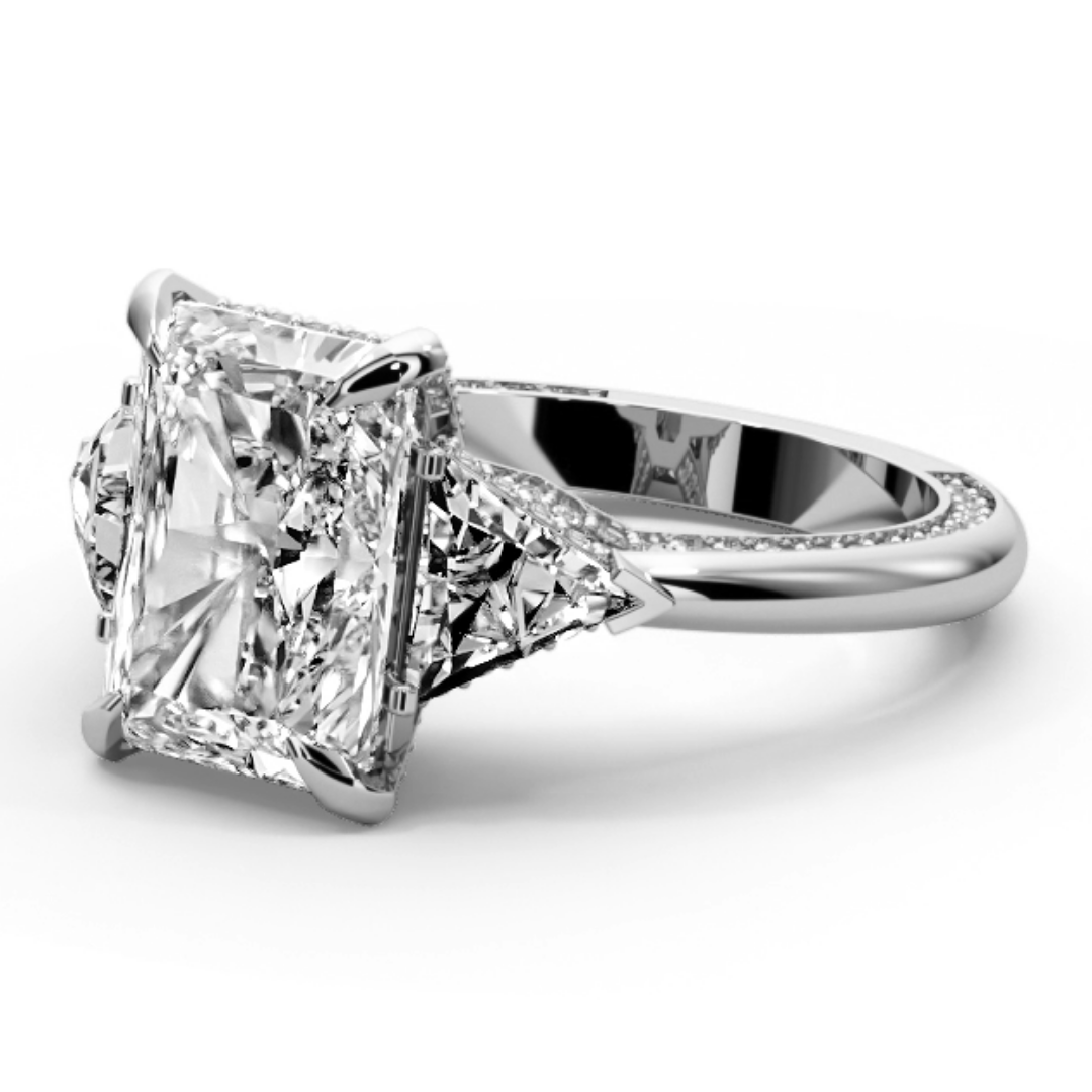 Radiant Cut 7.15 CT Lab Diamond Ring | 14K Gold | IGI Certified