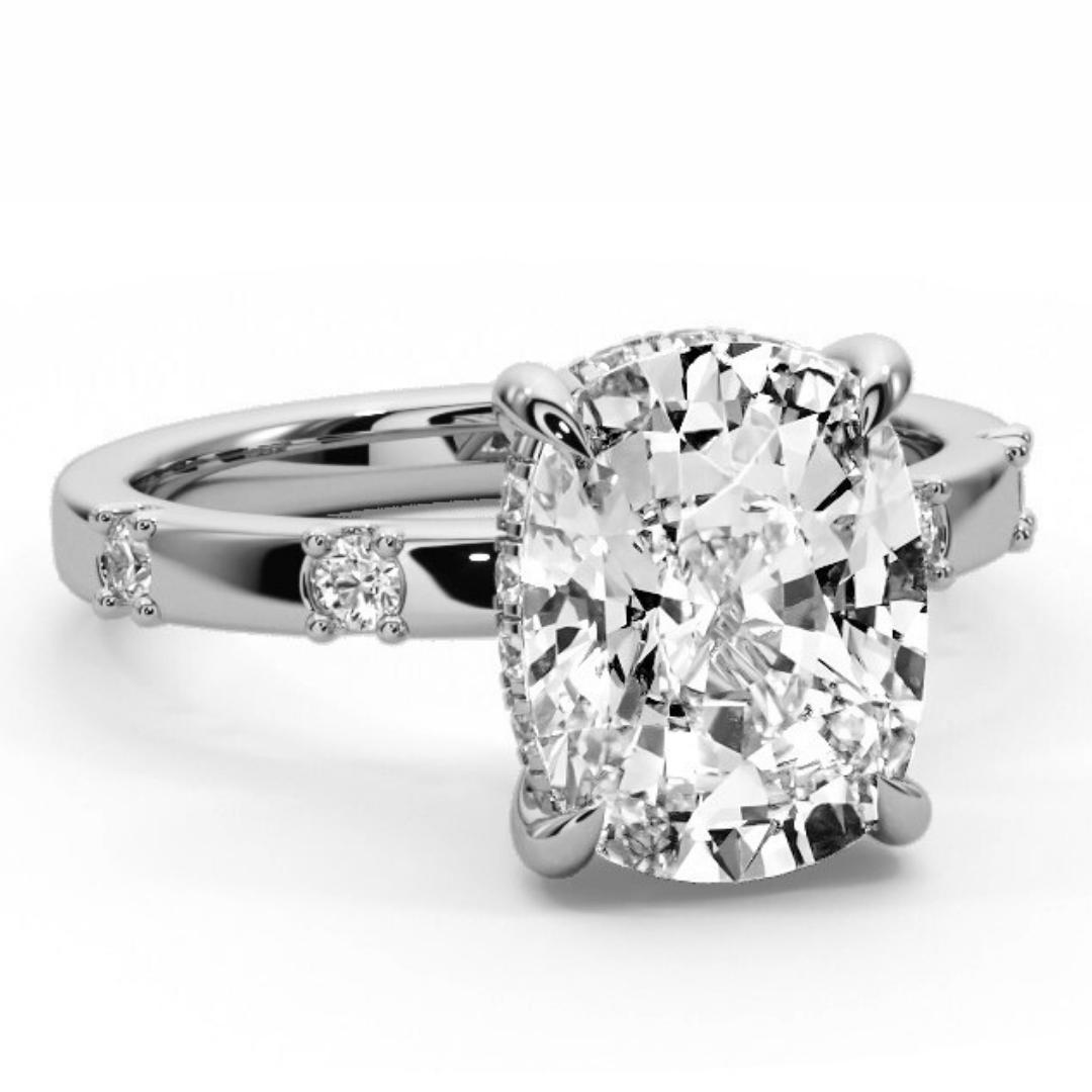 Cushion Cut 2.35 CT F VS2 Lab Diamond Ring in 14K Gold (IGI Certified)