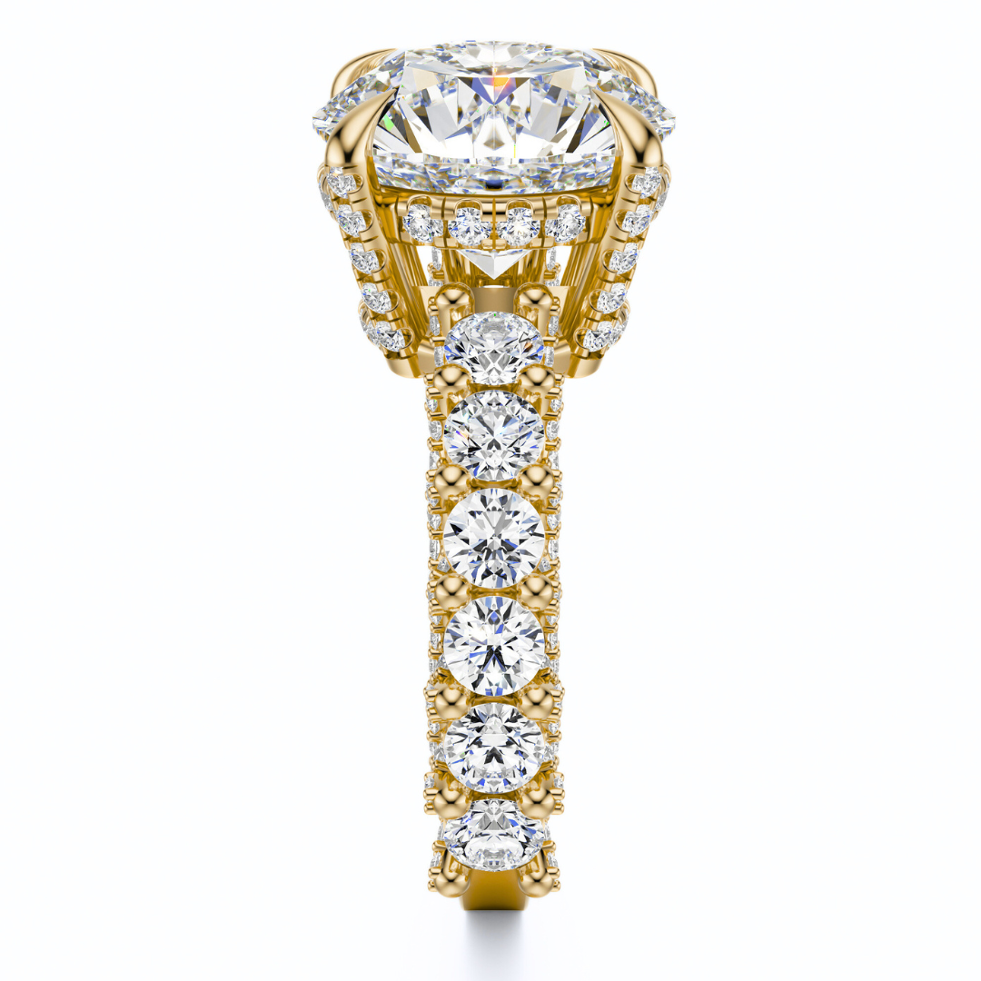 Round Cut 6.00 CT F VS2 Lab Grown Diamond Ring in Gold (IGI)