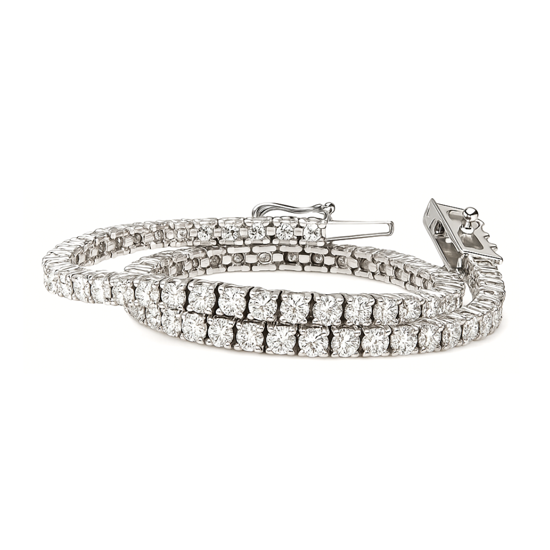 Round Cut 4.00CT E VS2 Natural Diamond Tennis Bracelet in Platinum 900 (IGI)