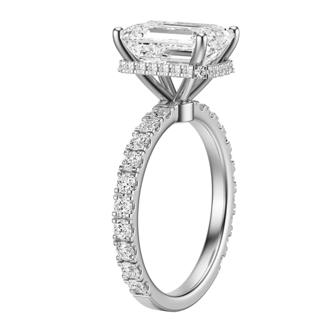 Emerald Cut 2.80 CT F VS2 Lab Grown Diamond Ring in Gold (IGI)