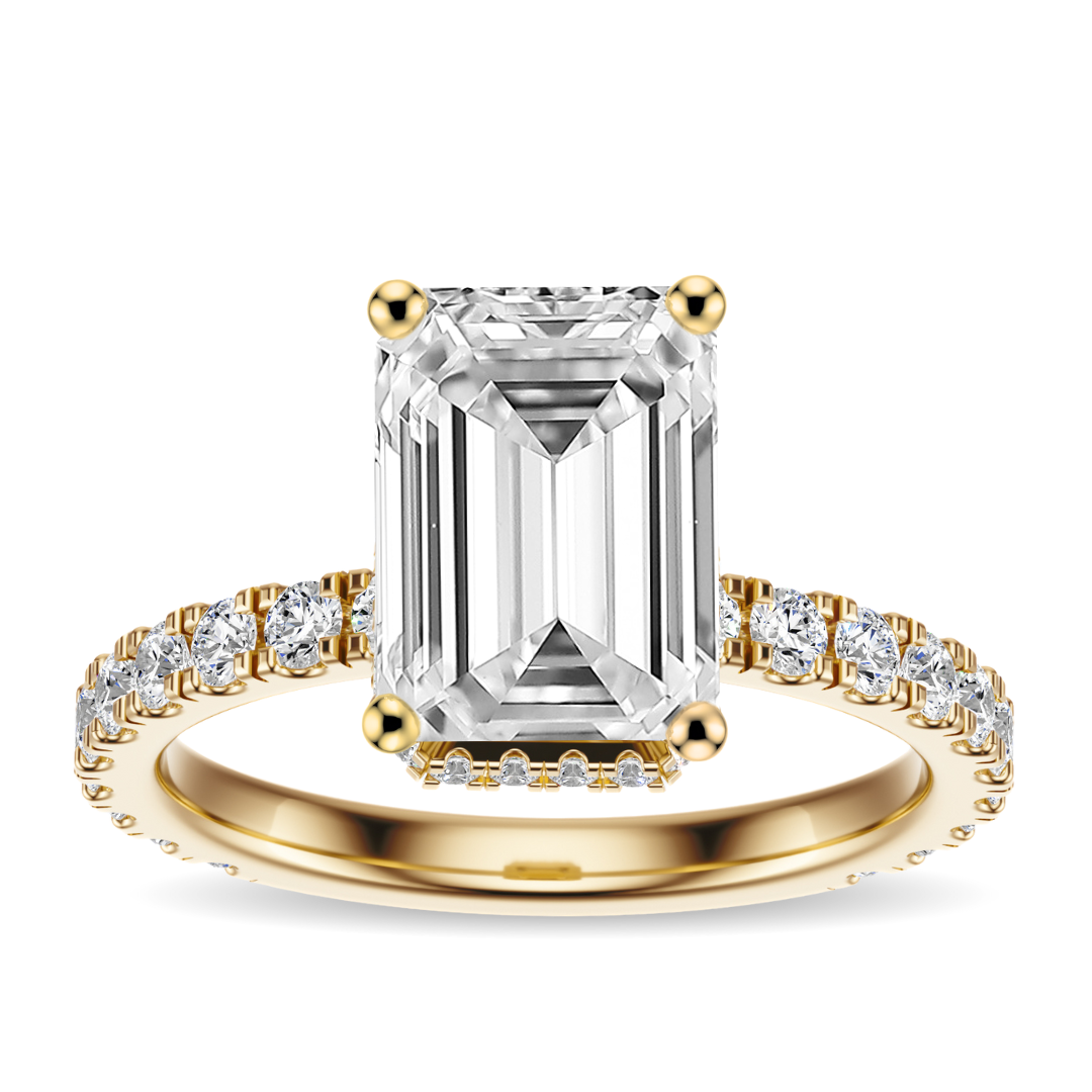 Emerald Cut 2.80 CT F VS2 Lab Grown Diamond Ring in Gold (IGI)
