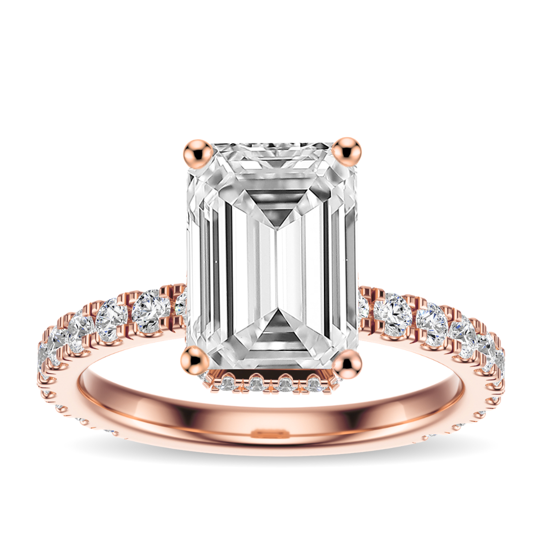 Emerald Cut 2.80 CT F VS2 Lab Grown Diamond Ring in Gold (IGI)