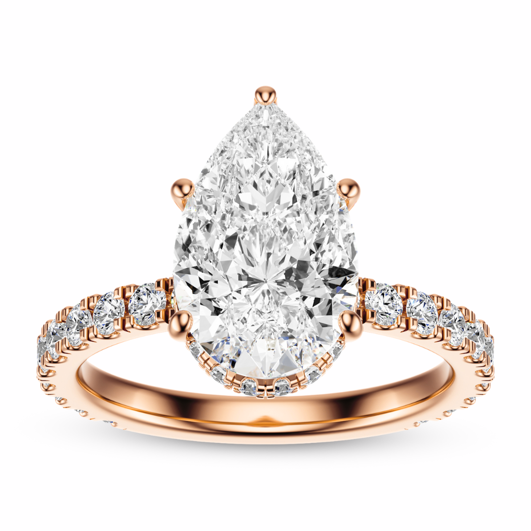 Pear Cut 2.80 CT F VS2 Lab Grown Diamond Ring in Gold (IGI)