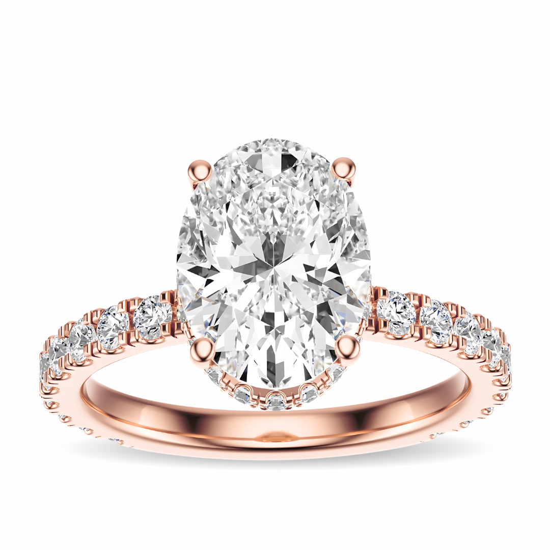 Oval Cut 2.80 CT F VS2 Lab Grown Diamond Ring in Gold (IGI)