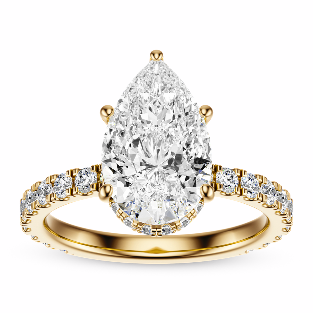 Pear Cut 2.80 CT F VS2 Lab Grown Diamond Ring in Gold (IGI)