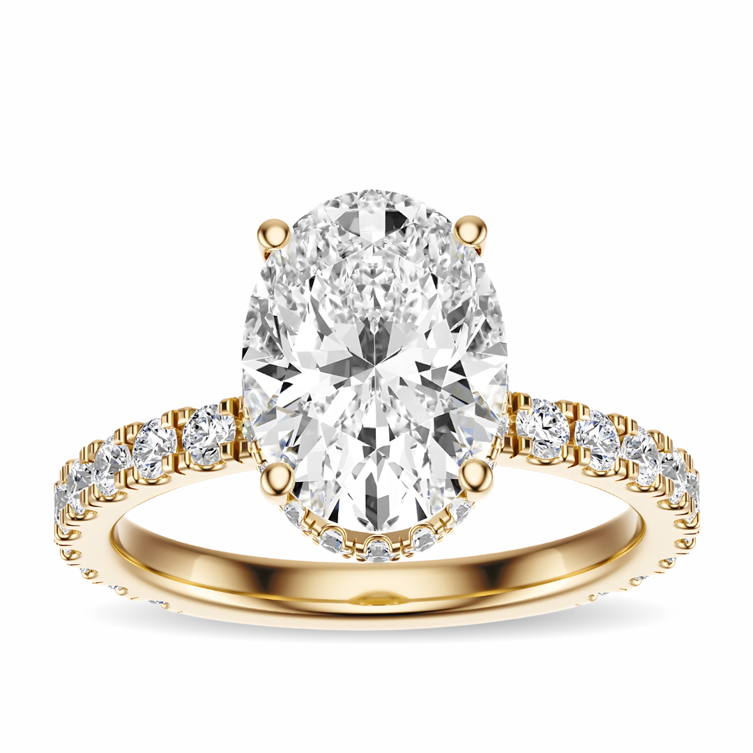 Oval Cut 2.80 CT F VS2 Lab Grown Diamond Ring in Gold (IGI)