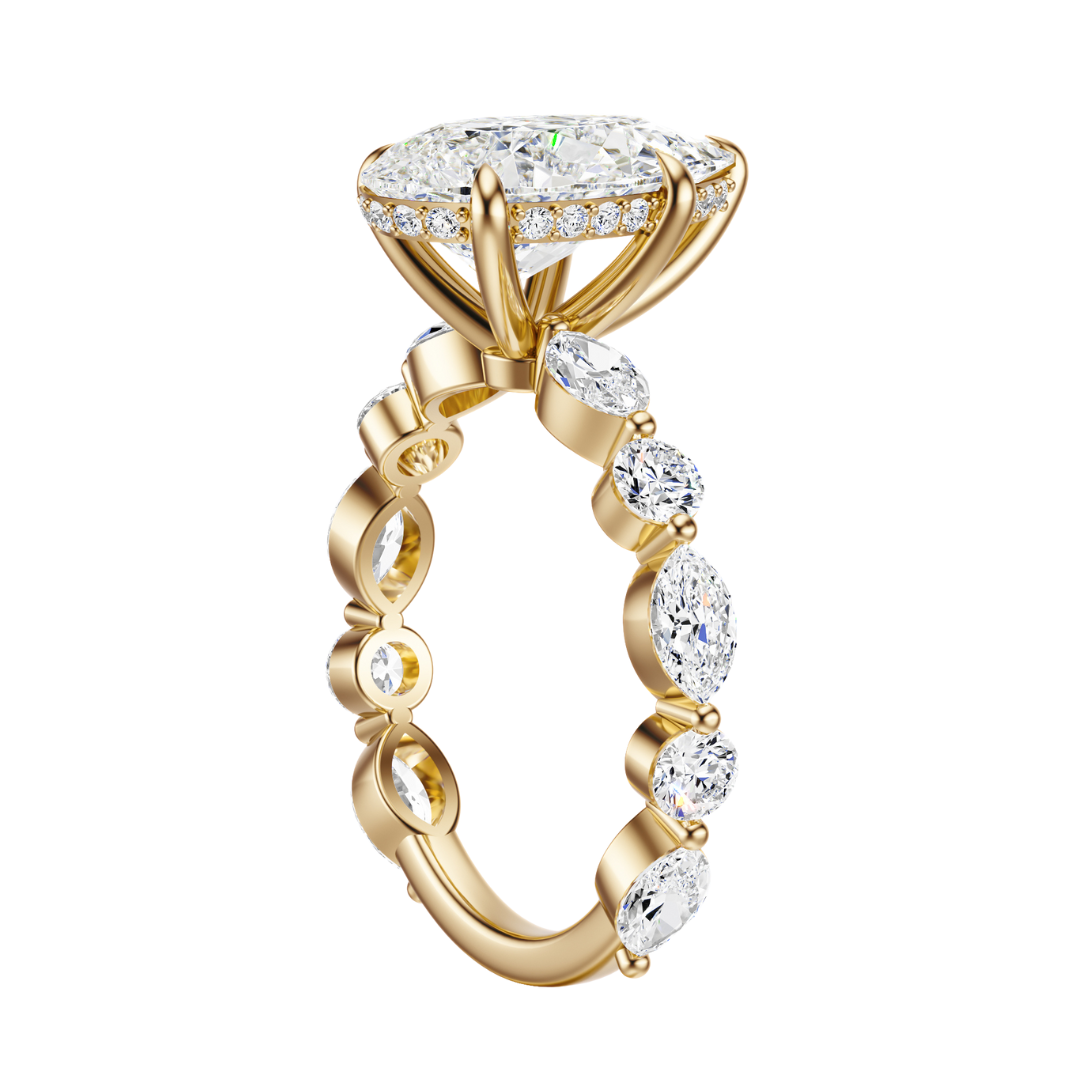 Pear Cut 3.10 CT F VS2 Lab Grown Diamond Ring in Gold (IGI)