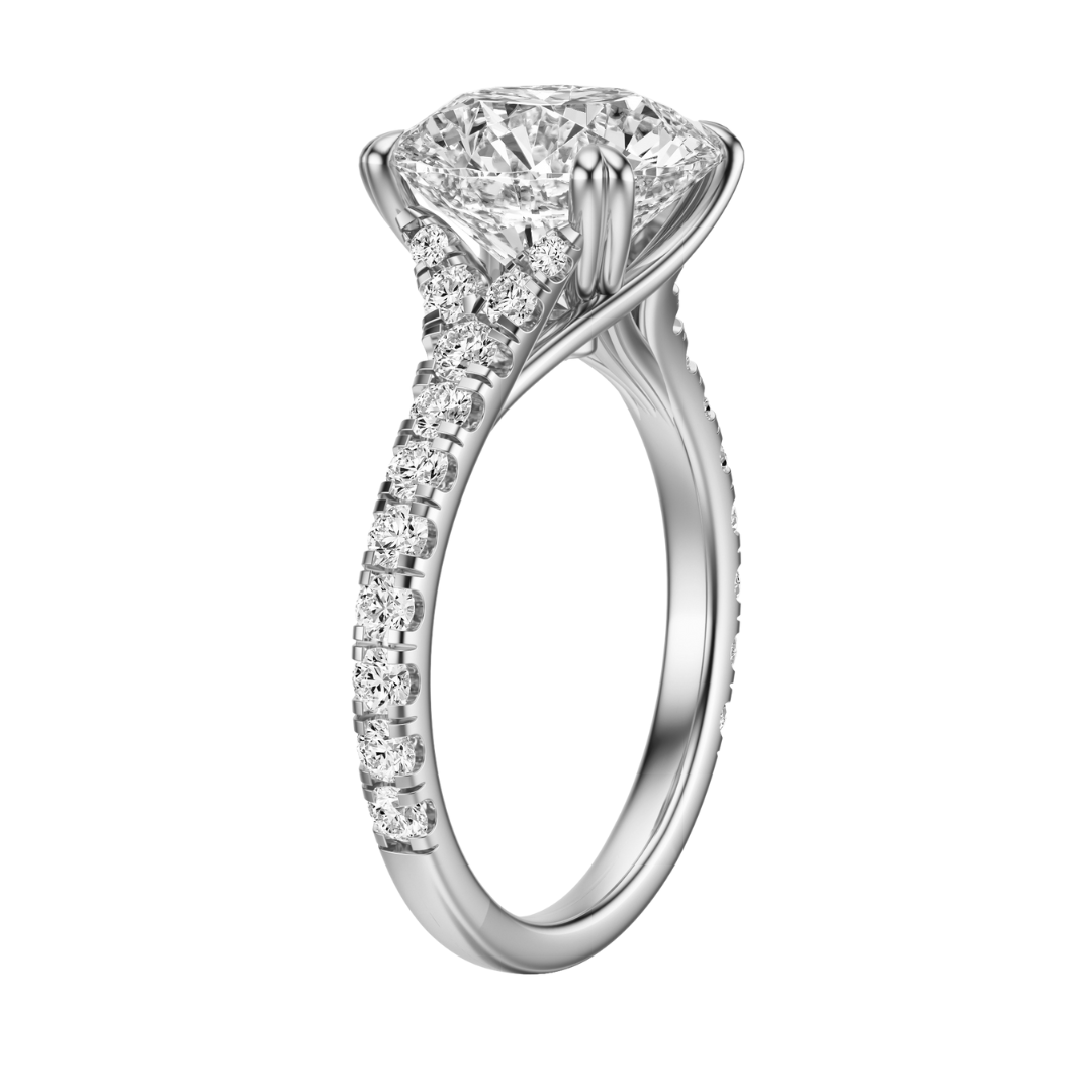 Rround Cut 2.50 CT F VS2 Lab Grown Diamond Ring in Gold (IGI)
