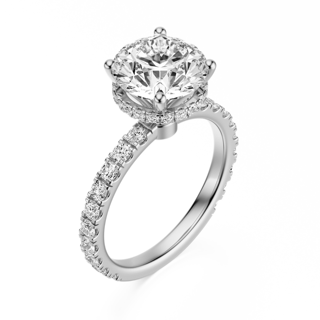 Round Cut 2.80 CT F VS2 Lab Grown Diamond Ring in Gold (IGI)
