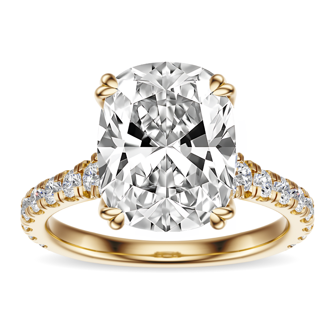Cushion Cut 2.50 CT F VS2 Lab Grown Diamond Ring in Gold (IGI)