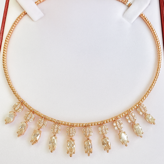 Marquise 8.40CT Round Cut Natural Diamond Necklace 14k Rose Gold (IGI)