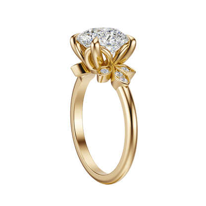 Round Cut 2.10 CT F VS2 Lab Grown Diamond Ring in Gold (IGI)