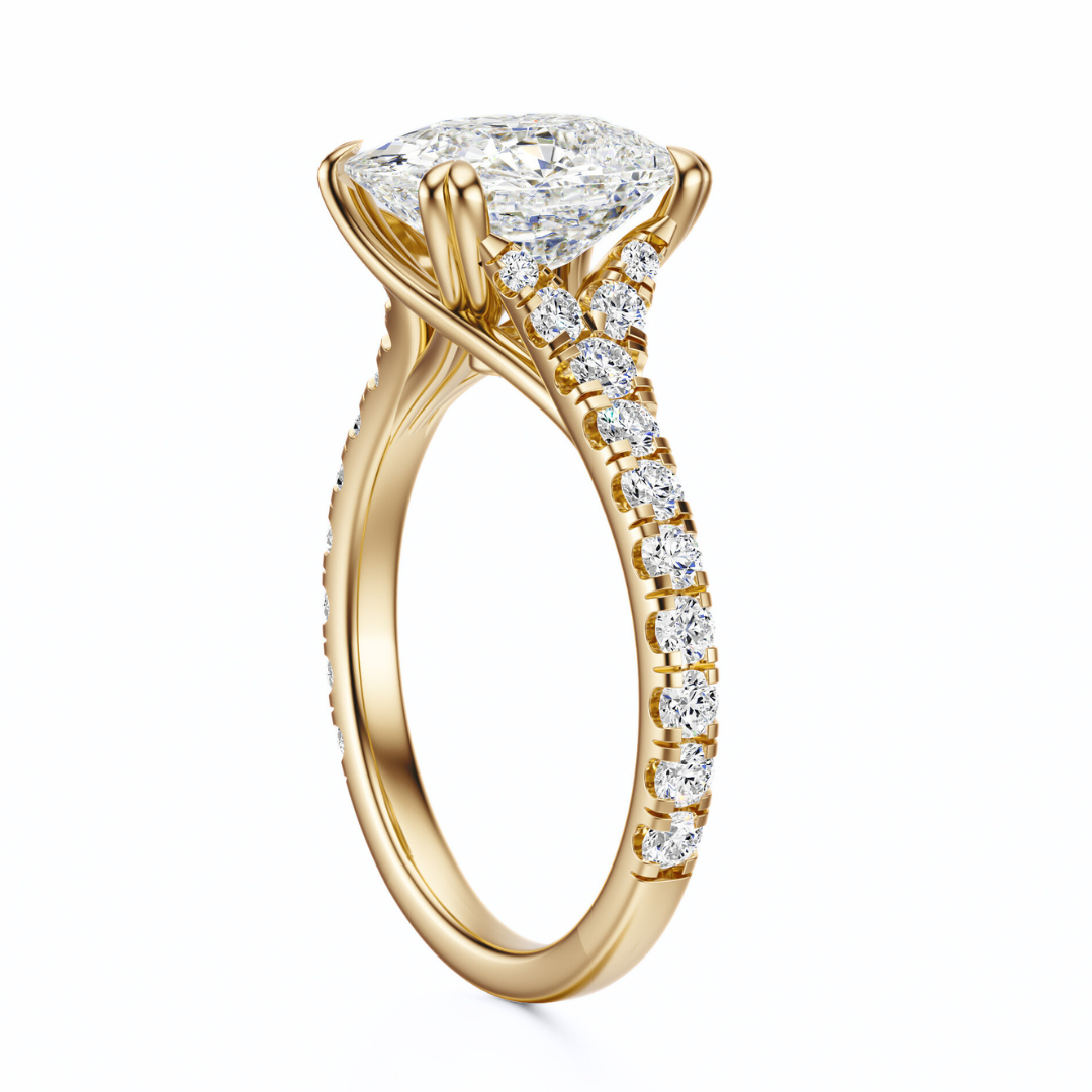 Cushion Cut 2.50 CT F VS2 Lab Grown Diamond Ring in Gold (IGI)