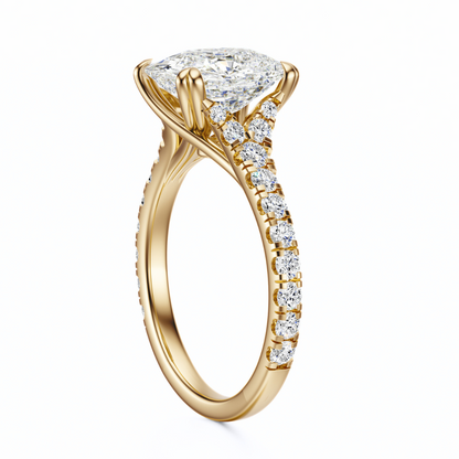 Cushion Cut 2.50 CT F VS2 Lab Grown Diamond Ring in Gold (IGI)
