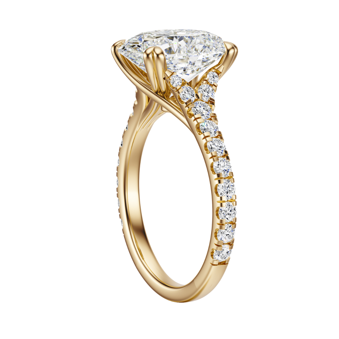 Oval Cut 2.50 CT F VS2 Lab Grown Diamond Ring in Gold (IGI)