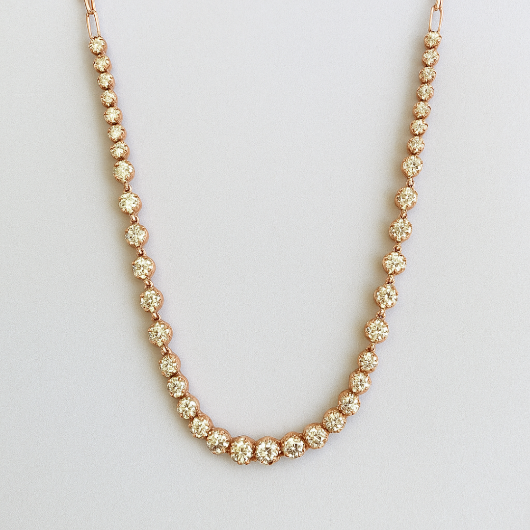 Round Cut 3.20CT Natural Diamond Necklace 14k Rose Gold (IGI)