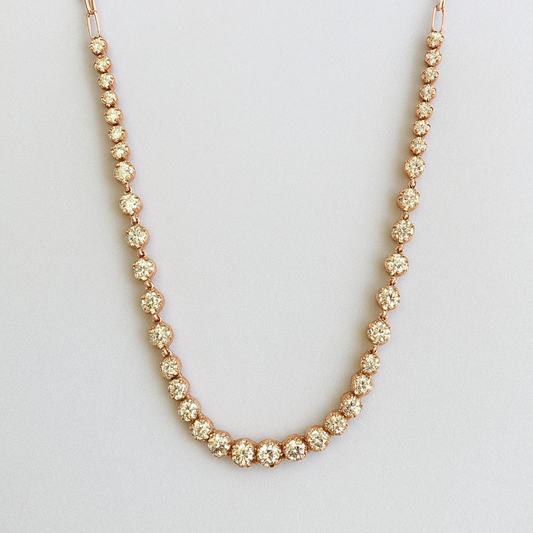Round Cut 3.20CT Natural Diamond Necklace 14k Rose Gold (IGI)