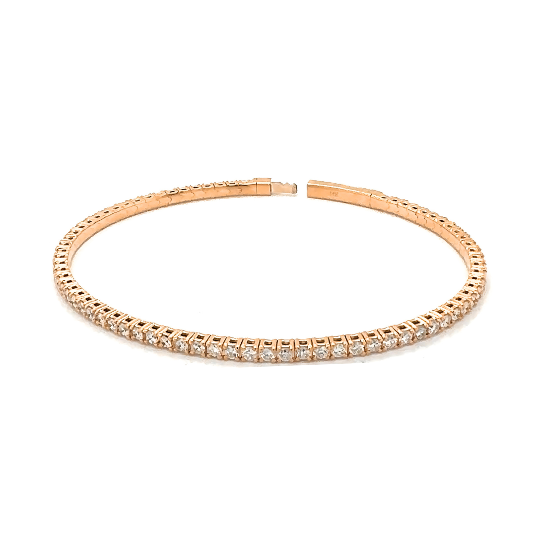 Round 2.88 CT F SI1 Natural Diamond Tennis Bracelet 14K Gold (IGI)