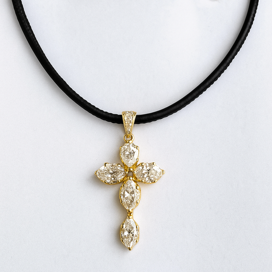 Marquise Cut 3.37CT Natural Diamond Pendant 14k Yellow Gold (IGI)