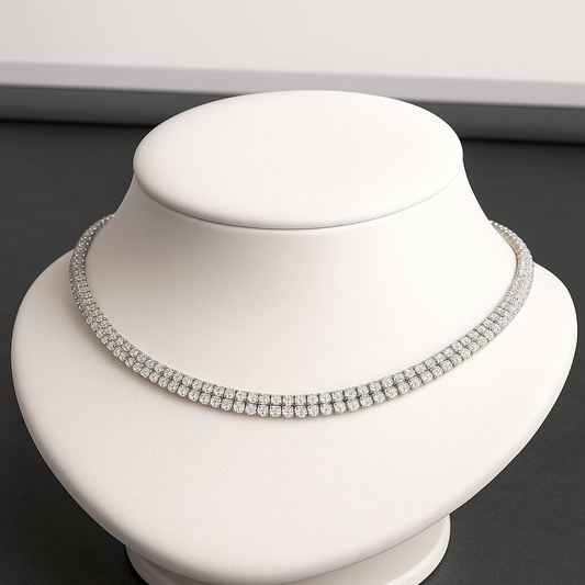 Round Cut 8.22 CT Natural Diamond Necklace 14k White Gold (IGI)
