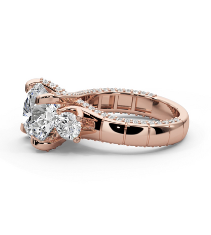 Round Cut 7.00 CT Lab Diamond Ring | F VS1 Center | 14K Gold | IGI Certified