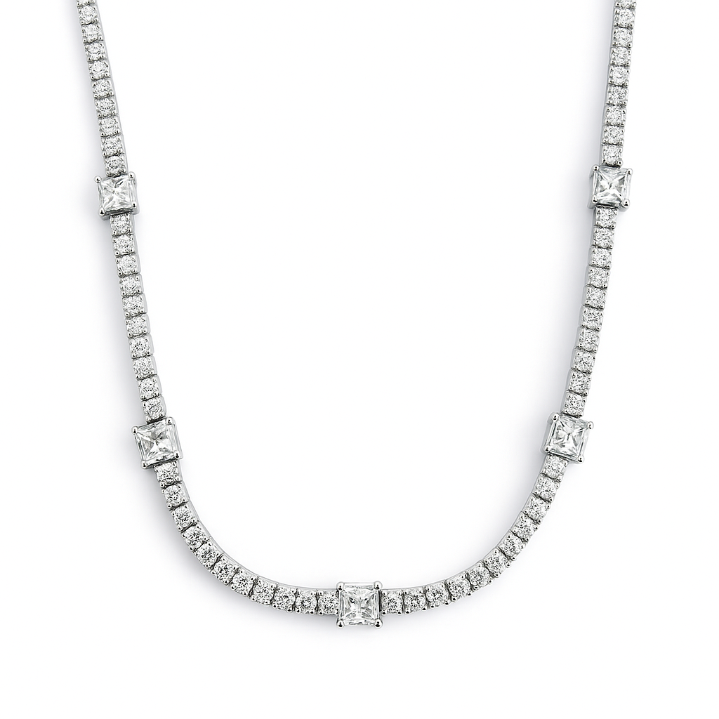 Round Cut 6.70 CT Natural Diamond Necklace 14k White Gold (IGI)