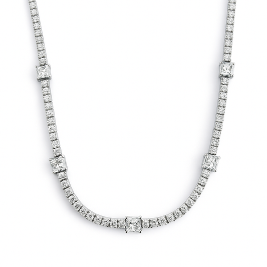 Round Cut 6.70 CT Natural Diamond Necklace 14k White Gold (IGI)