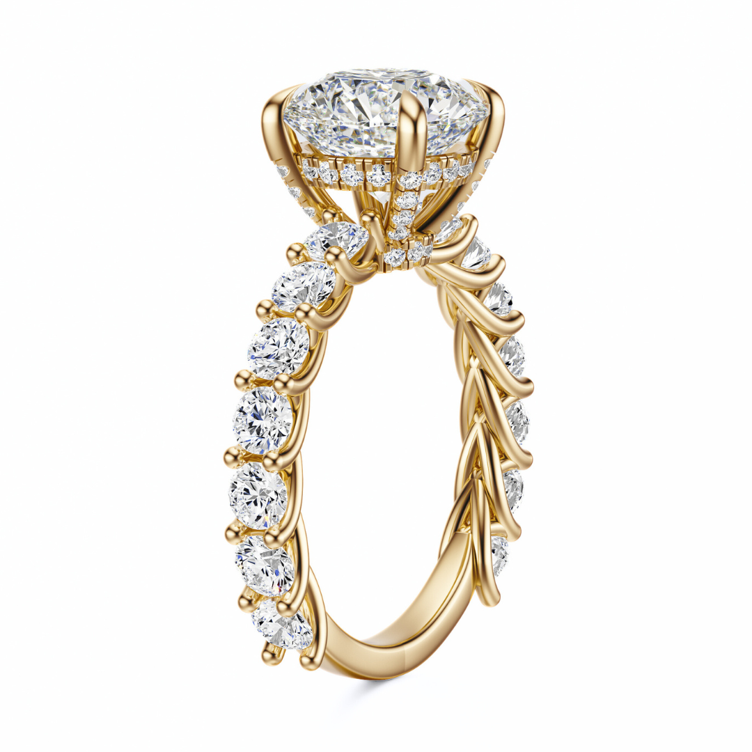 Round Cut 3.00 CT F VS2 Lab Grown Diamond Ring in Gold (IGI)