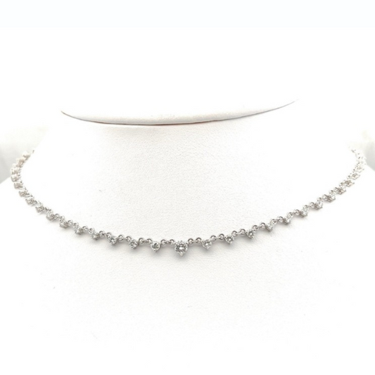 Round Cut 1.80 CT Natural Diamond Necklace 14k White Gold (IGI)